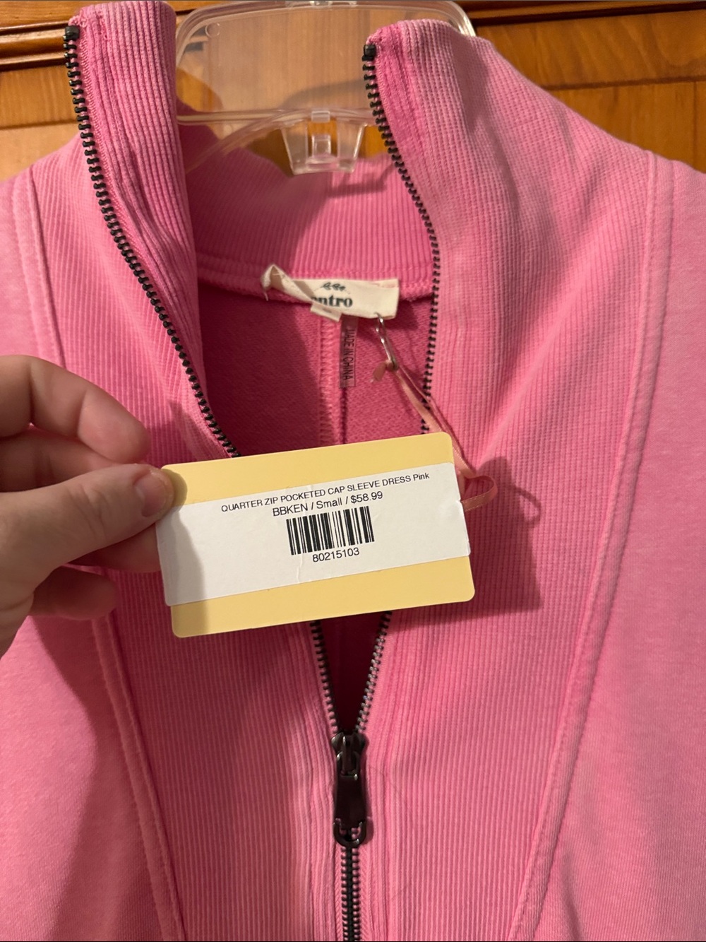 NWT Entro Pink Half-Zip Pocket Dress - Picture 2 of 5